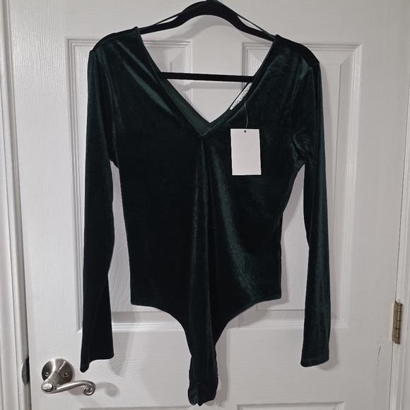 Lola Grace Tops - Lola Grace Velvet Bodysuit - Deep Green